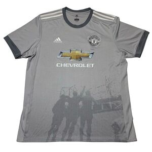 Adidas Manchester United 2017/18 Futbol Football Soccer Jersey Gray Mens Size XL